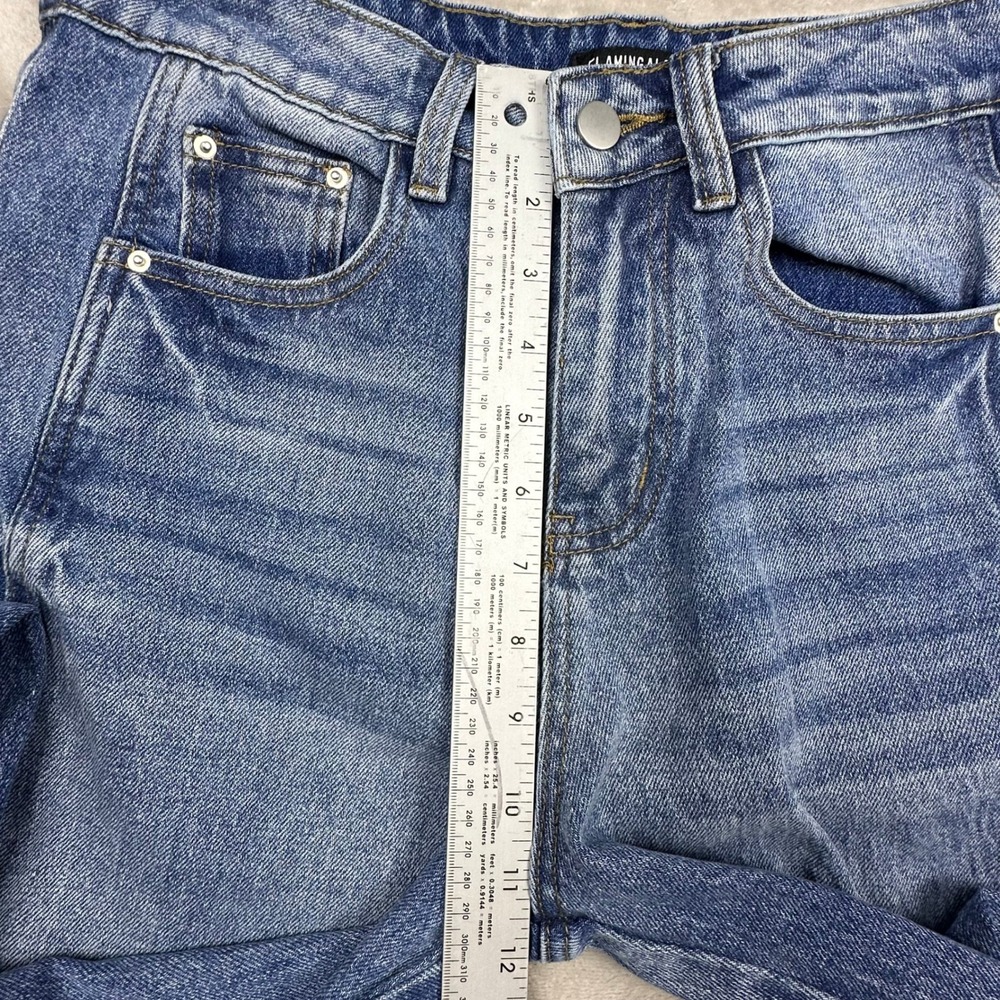 Flamingals Wide Leg Paneled Jeans Medium Wash High Rise Baggy Denim Blue Y2K - Picture 7 of 12